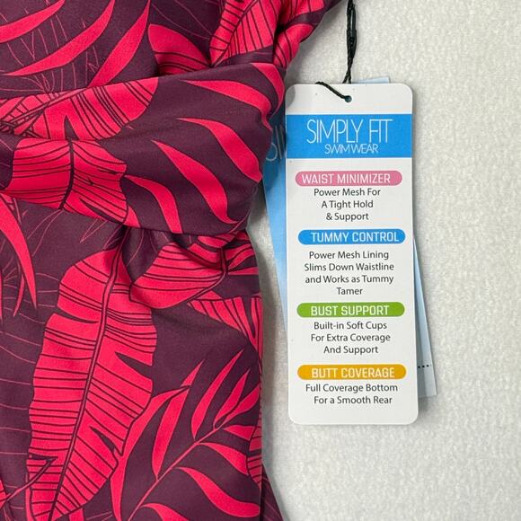 Slim Fit One Piece Tropical Swimwear Size 1X - Picture 10 of 12